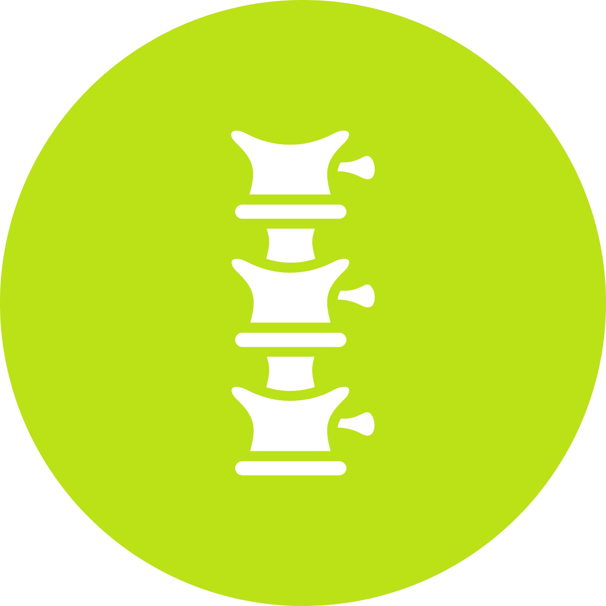 white spinal cord in a green circle