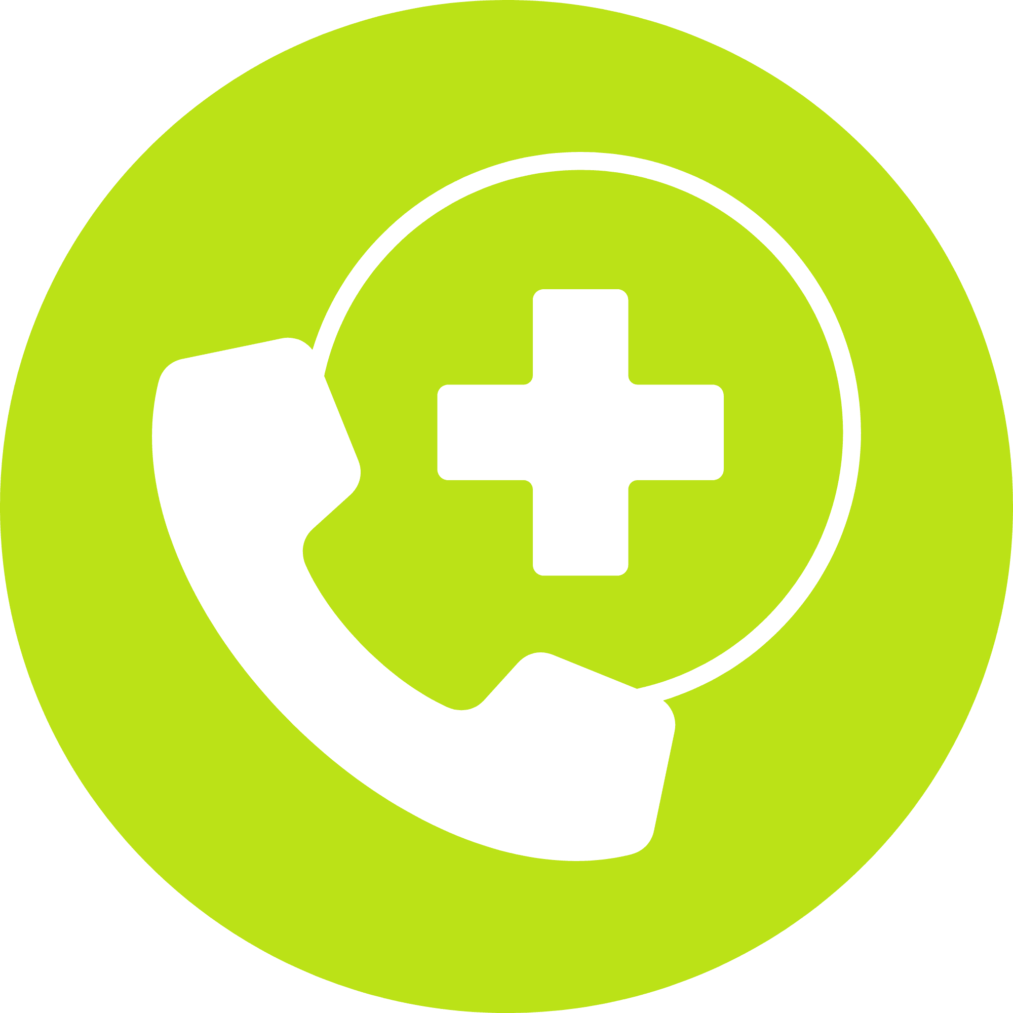white phone with a plus sign in a green circle