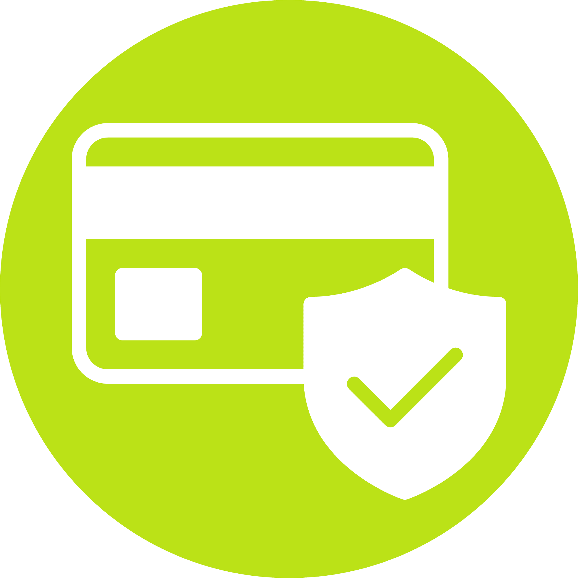 white credit card in a green circle